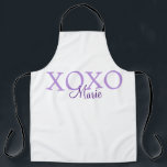 Xoxo Valentijnsdag naam toevoegen paarse pastel mi Schort<br><div class="desc">mooi design</div>