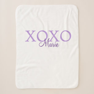 Xoxo Valentijnsdag naam toevoegen paarse pastel mi Sherpa Deken