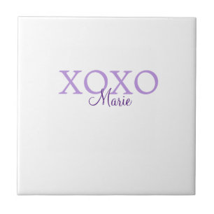 Xoxo Valentijnsdag naam toevoegen paarse pastel mi Tegeltje