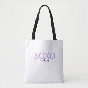 Xoxo Valentijnsdag naam toevoegen paarse pastel mi Tote Bag
