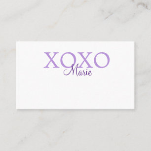 Xoxo Valentijnsdag naam toevoegen paarse pastel mi Visitekaartje