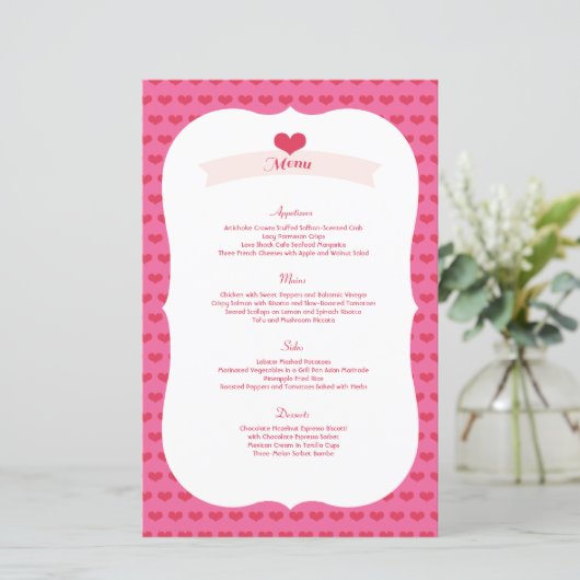 XOXO Valentijnsdag Party Menu Decor Set (Staand voorkant)