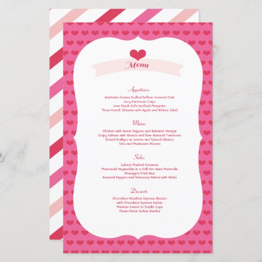 XOXO Valentijnsdag Party Menu Decor Set (Voorkant / Achterkant)