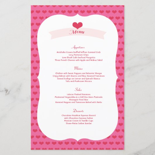 XOXO Valentijnsdag Party Menu Decor Set (Voorkant)