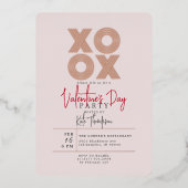 XOXO Valentijnsdag Party Roos Gold Folie Uitnodiging (Voorkant)