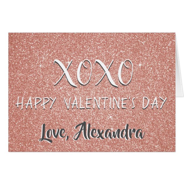 XOXO Valentijnsdag Pink Rose Gold Sparkle (Voorkant Horizontaal)