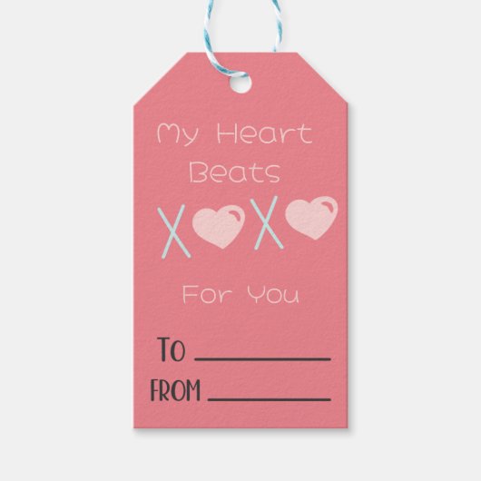 XOXO Valentijnsdag roze Cadeaulabel (Voorkant)