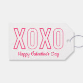 XOXO Valentijnsdag Roze en Witte Gift Labels Cadeaulabel (Voorkant (Horizontaal))