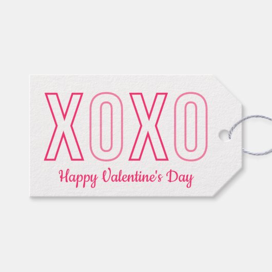 XOXO Valentijnsdag Roze en Witte Gift Labels Cadeaulabel (Voorkant (Horizontaal))