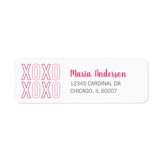XOXO Valentijnsdag Roze Return Address Label (Voorkant)