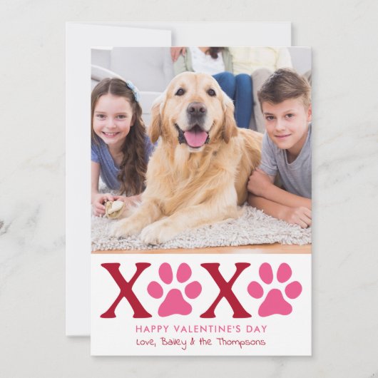 XOXO Valentijnsdag Schattige Custom Pet Dog Foto Feestdagenkaart (Voorkant)