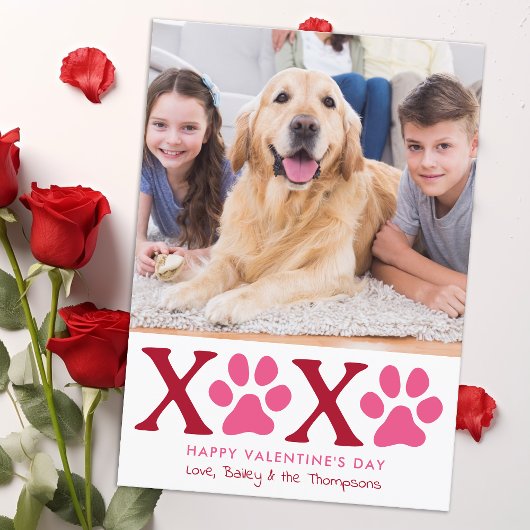 XOXO Valentijnsdag Schattige Custom Pet Dog Foto Feestdagenkaart