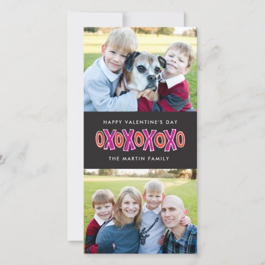 XOXO Valentijnsdag Two-Photo Card Feestdagenkaart (Voorkant)