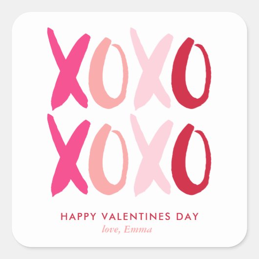 "XOXO"-Valentijnsdag Vierkante Sticker (Voorkant)