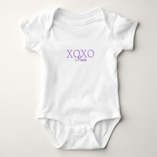 Xoxo valentijnsdag voeg naam paarse pastel minima romper (Voorkant)