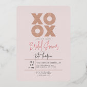 XOXO Valentijnsdag Vrijgezellenfeest Roos Gold Folie Uitnodiging (Voorkant)