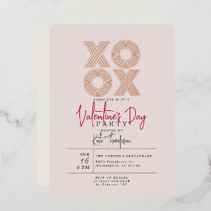 XOXO Valentijnsdagfeest Roze Goud Folie Uitnodiging