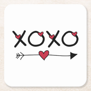 XOXO Valentijnse Kartonnen Onderzetters