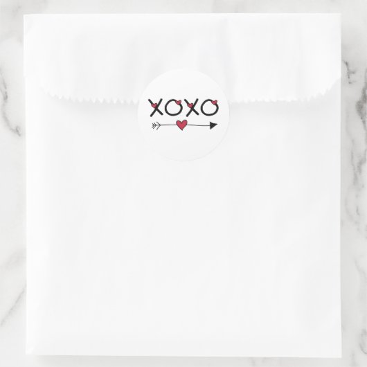 XOXO Valentijnse  Ronde Sticker (Tas)