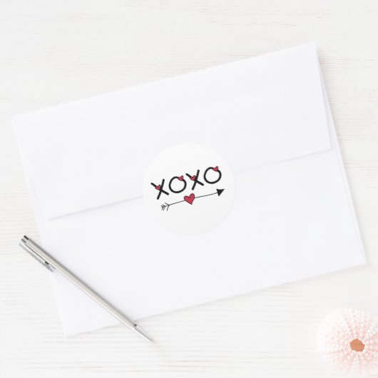 XOXO Valentijnse  Ronde Sticker (Envelop)