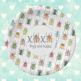 XOXO Valentijnse roze bugs en kisses Lovebugs Papieren Bordje