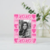 XOXO Valentijnse  Roze Waterverf met Foto Briefkaart (Staand voorkant)