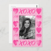 XOXO Valentijnse  Roze Waterverf met Foto Briefkaart (Voorkant / Achterkant)