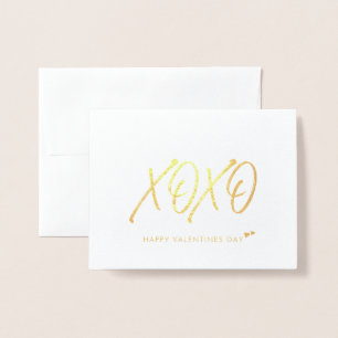 XOXO   Valentijnskaart met gouden hart Folie Kaarten