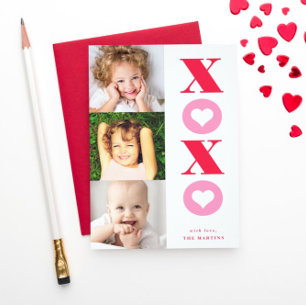 xoxo Valentijnskaart met meerdere foto's Feestdagenkaart