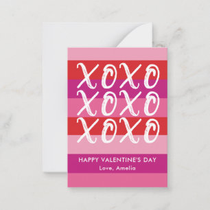 XOXO Valentijnskaart voor in de klas Notitiekaartje
