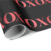 XOXO valentine's day Chic black red glitter Cadeaupapier (Rol Hoek)