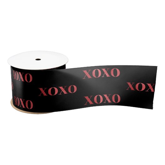 XOXO valentine's day Chic black red glitter Satijnen Lint (Spoel)