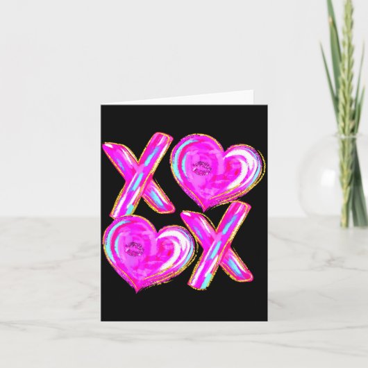 Xoxo Valentines Day Love Funny Coquette Bow Checke Kaart (Voorkant)