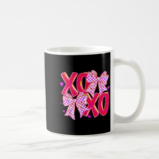 Xoxo Valentines Day Love Funny Coquette Bow Checke Koffiemok (Rechts)