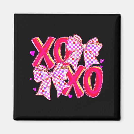 Xoxo Valentines Day Love Funny Coquette Bow Checke Magneet (Voorkant)