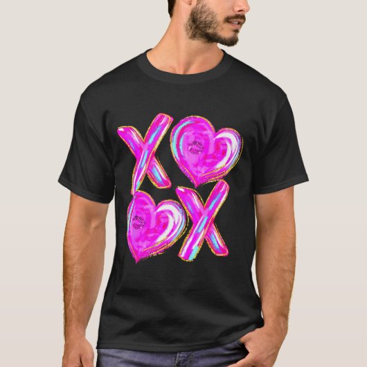 Xoxo Valentines Day Love Funny Coquette Bow Checke T-shirt (Voorkant)