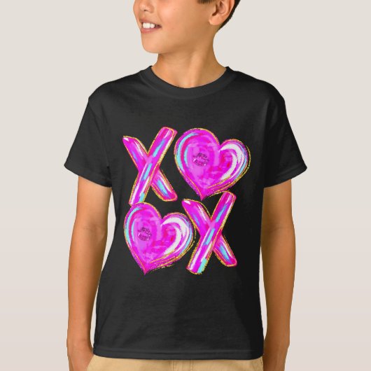Xoxo Valentines Day Love Funny Coquette Bow Checke T-shirt (Voorkant)