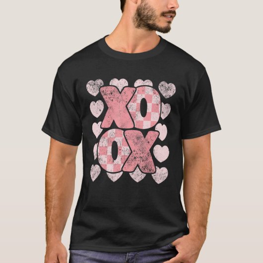 XOXO Valentine's Day Retro Groovy Love Valentine H T-shirt (Voorkant)
