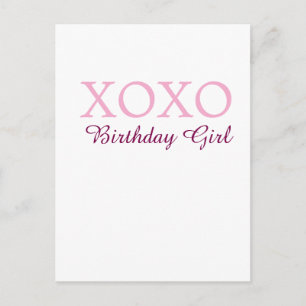 Xoxo verjaardag meisje naam roze mauve eenvoudig l briefkaart