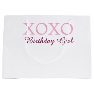 Xoxo verjaardag meisje naam roze mauve eenvoudig l groot cadeauzakje