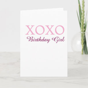 Xoxo verjaardag meisje naam roze mauve eenvoudig l kaart