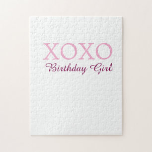 Xoxo verjaardag meisje naam roze mauve eenvoudig l legpuzzel