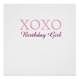 Xoxo verjaardag meisje naam roze mauve eenvoudig l perfect poster