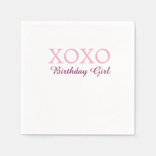 Xoxo verjaardag meisje naam roze mauve eenvoudig l servet