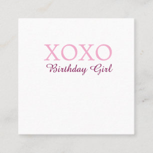 Xoxo verjaardag meisje naam roze mauve eenvoudig l vierkante visitekaartje