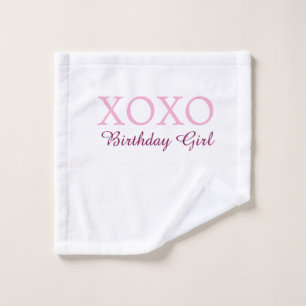 Xoxo verjaardag meisje naam roze mauve eenvoudig l washandje