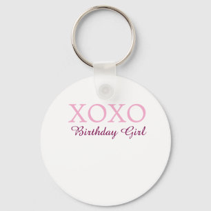 Xoxo verjaardagsmeisje naam roze mauve eenvoudig l sleutelhanger