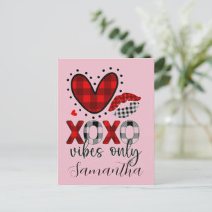XOXO-vibes alleen, geruite hart Valentijnsdag Briefkaart