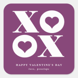 xoxo vierkant valentijnsdag sticker