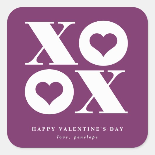 xoxo vierkant valentijnsdag sticker (Voorkant)